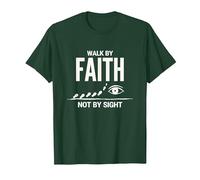 Cita Cristiana inspiradora Walk by Faith Not by Sight Camiseta, Hombre, Verde Bosque, 3XL