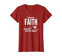 Cita Cristiana inspiradora Walk by Faith Not by Sight Camiseta, Mujer, Arándano, 3XL