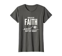 Cita Cristiana inspiradora Walk by Faith Not by Sight Camiseta, Mujer, Asfalto, 3XL