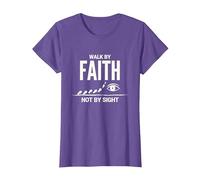 Cita Cristiana inspiradora Walk by Faith Not by Sight Camiseta, Mujer, Morado Jaspeado, XL