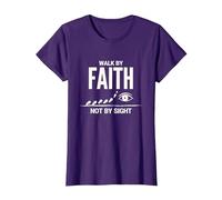 Cita Cristiana inspiradora Walk by Faith Not by Sight Camiseta, Mujer, Morado, XL