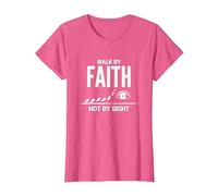 Cita Cristiana inspiradora Walk by Faith Not by Sight Camiseta, Mujer, Rosa Jaspeado, 3XL