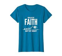 Cita Cristiana inspiradora Walk by Faith Not by Sight Camiseta, Mujer, Zafiro, L