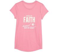 Cita Cristiana inspiradora Walk by Faith Not by Sight Camiseta, Niñas, Rosado, XS