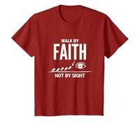 Cita Cristiana inspiradora Walk by Faith Not by Sight Camiseta, Niños, Arándano, 6 años