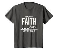 Cita Cristiana inspiradora Walk by Faith Not by Sight Camiseta, Niños, Asfalto, 10 años