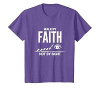 Cita Cristiana inspiradora Walk by Faith Not by Sight Camiseta, Niños, Morado Jaspeado, 3 años