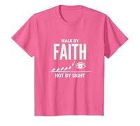 Cita Cristiana inspiradora Walk by Faith Not by Sight Camiseta, Niños, Rosa Jaspeado, 4 años