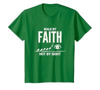 Cita Cristiana inspiradora Walk by Faith Not by Sight Camiseta, Niños, Verde Kelly, 8 años