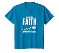 Cita Cristiana inspiradora Walk by Faith Not by Sight Camiseta, Niños, Zafiro, 8 años