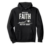 Cita Cristiana inspiradora Walk by Faith Not by Sight Sudadera con Capucha, Unisex para Adultos, Negro, M