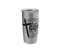 Cita cristiana religiosa gracias a Dios confianza mirar hacia adelante fe Vaso térmico de acero inoxidable de doble pared