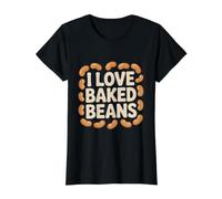 Cita de Amante de la Comida I Love Baked Beans Camiseta gráfica económica, Mujer, Negro, S