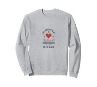 Cita de Amor de Verano «Seguí mi corazón hasta la Playa» Sudadera, Unisex para Adultos, Gris Jaspeado, M