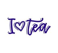 Cita de caligrafía lineal simple con forma de corazón "Me encanta el té" Calcomanías de tallado fino 30x73.7cm Cultura del tatuaje Azul oscuro