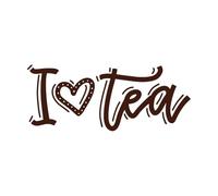 Cita de caligrafía lineal simple con forma de corazón "Me encanta el té" Calcomanías de tallado fino 42x103.2cm Impermeable Café