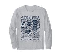 Cita de fe Arte Floral En Espera Dios está Trabajando Mujer Manga Larga