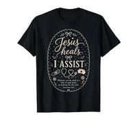 Cita de fe de Enfermera Cristiana Jesús Sana I Assist Humor Camiseta gráfica económica, Hombre, Negro, S