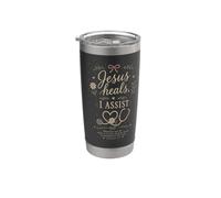 Cita de fe floral de enfermera cristiana Jesús sana I Assist Vaso térmico de acero inoxidable de doble pared