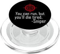 Cita de Francotirador Militar Divertida con Texto en inglés You Can Run PopSockets PopGrip para MagSafe
