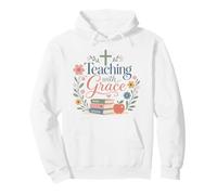 Cita de Gracia Floral Cristiana Profesora fe Aula Sudadera con Capucha