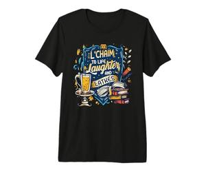 Cita de Hanukkah L'Chaim To Life Risas y Latkes Judíos Camiseta Premium