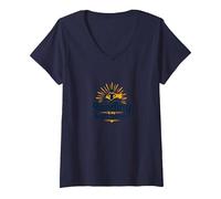 Cita de la Biblioteca Reading Is My Superpower, Regalo para Amantes de los Libros Camiseta Cuello V, Mujer, Azul Marino, L