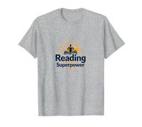 Cita de la Biblioteca Reading Is My Superpower, Regalo para Amantes de los Libros Camiseta, Hombre, Gris Jaspeado, XXL