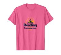 Cita de la Biblioteca Reading Is My Superpower, Regalo para Amantes de los Libros Camiseta, Hombre, Rosa Jaspeado, M