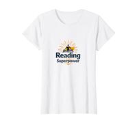 Cita de la Biblioteca Reading Is My Superpower, Regalo para Amantes de los Libros Camiseta, Mujer, Blanco, XS