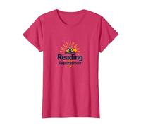 Cita de la Biblioteca Reading Is My Superpower, Regalo para Amantes de los Libros Camiseta, Mujer, Rojo Jaspeado, 3XL