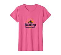 Cita de la Biblioteca Reading Is My Superpower, Regalo para Amantes de los Libros Camiseta, Mujer, Rosa Jaspeado, XXL