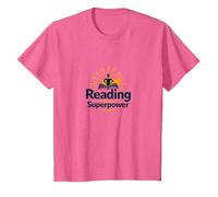 Cita de la Biblioteca Reading Is My Superpower, Regalo para Amantes de los Libros Camiseta, Niños, Rosa Jaspeado, 8 años