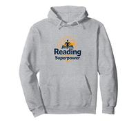 Cita de la Biblioteca Reading Is My Superpower, Regalo para Amantes de los Libros Sudadera con Capucha, Unisex para Adultos, Gris Jaspeado, XXL