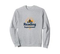 Cita de la Biblioteca Reading Is My Superpower, Regalo para Amantes de los Libros Sudadera, Unisex para Adultos, Gris Jaspeado, M