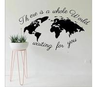 Cita de la calcomanía de pared del mapa mundial: Ahí tienes el mundo entero esperándote 42X68CM
