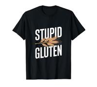 Cita de la Enfermedad celíaca del Gluten - Gluten estúpido Camiseta gráfica económica, Hombre, Negro, M