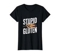 Cita de la Enfermedad celíaca del Gluten - Gluten estúpido Camiseta gráfica económica, Mujer, Negro, S