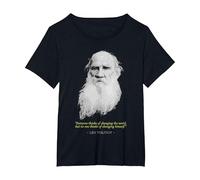 Cita de Leo Tolstoi Camiseta, Mujer Tallas Grandes, Negro, 3XL Grande