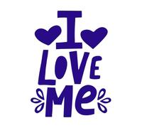 Cita de letras dibujadas a mano "Me amo" Calcomanías de letras 38x50.2cm Impermeable Azul oscuro