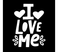 Cita de letras dibujadas a mano "Me amo" Decoración de vinilo para pared 49.4x65.3cm Fácil instalación Blanco