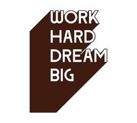 Cita de motivación para la oficina: trabaja duro, sueña en grande, inspírate para los negocios. Decoración de vinilo para pared 51x67.5cm Personalización personalizada Café