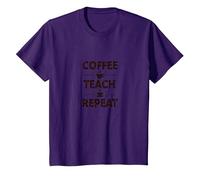 Cita de motivación para Maestros de café, enseñar a Repetir Camiseta, Niños, Morado, 4 años