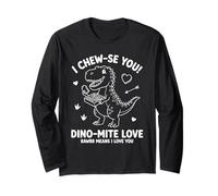 Cita de San Valentín con Texto «I Chewse You Dino Mite Love» Manga Larga