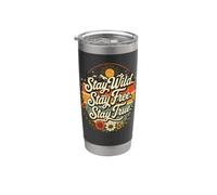 Cita de Stay Wild Stay Free Stay True Vintage Retro Nature Vaso térmico de acero inoxidable de doble pared