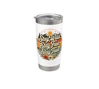 Cita de Stay Wild Stay Free Stay True Vintage Retro Nature Vaso térmico de acero inoxidable de doble pared