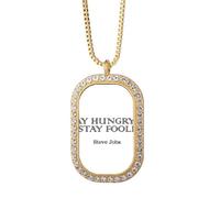 Cita de Steve Jobs Art Deco Fashion Collar con colgante de diamantes de cristal dorado