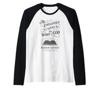 Cita de teología reformada Martín Lutero Diseño de Las Escrituras Bíblicas Camiseta Manga Raglan