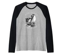 Cita de vela latina Diseño náutico Non Terra Sed Aquis Camiseta Manga Raglan
