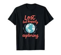 Cita de Viaje de Wanderlust Globe Perdido Pero felizmente explorando Camiseta